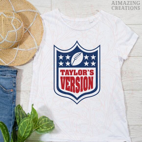 Taylor's Version NFL Tee Taylor Swift Meets Football Custom Graphic Swiftie Tee - Picture 1 of 2